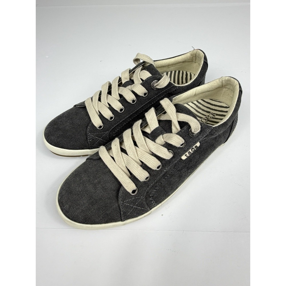 Taos Star Canvas Sneakers Gray Lace Up Comfort Shoes Women's Size 8 EU 39